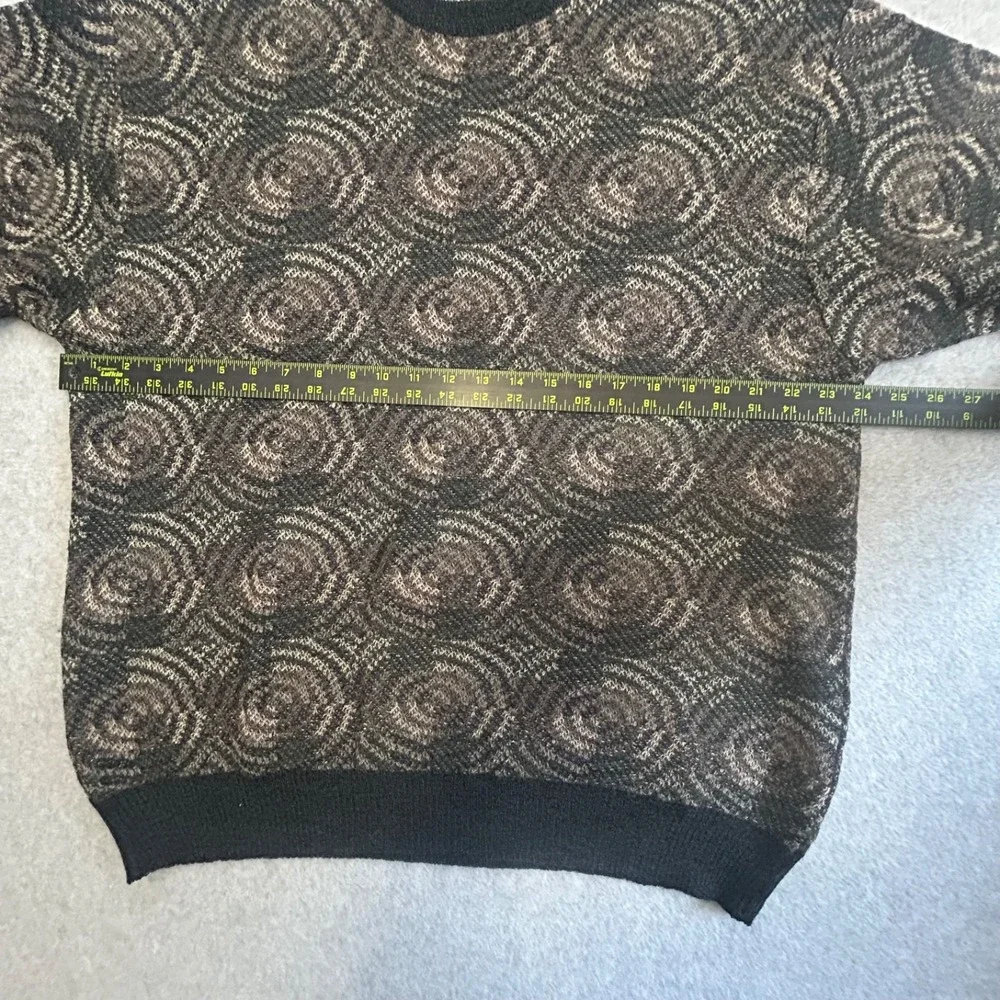 Tricots St Raphael Sweater Mens XL Gray Merino Wool Swirl Vintage Geometric